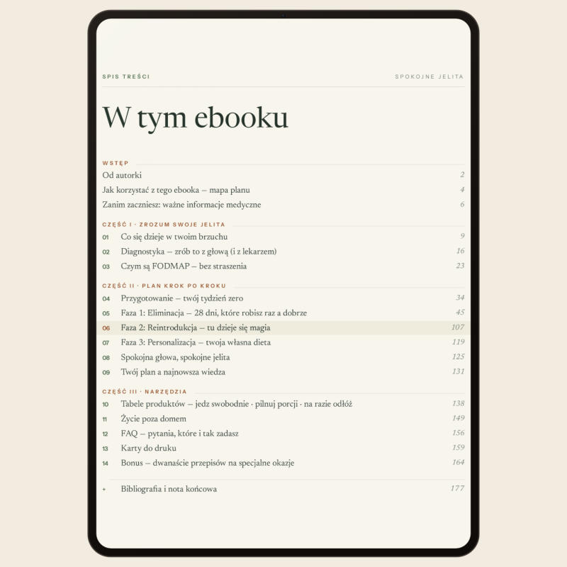 Spokojne jelita - 28-dniowy jadłospis Low FODMAP przy IBS i SIBO